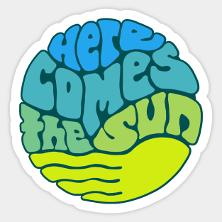 Here Comes the Sun Groovy Word Art Sticker